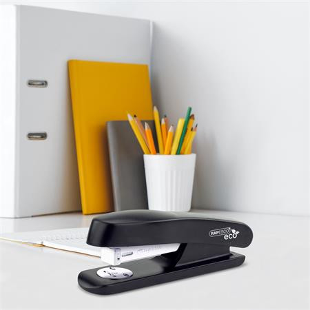 Tűzőgép, 24/6, 26/6, 20 lap, RAPESCO "Eco GRS Recycled Half-Strip", fekete