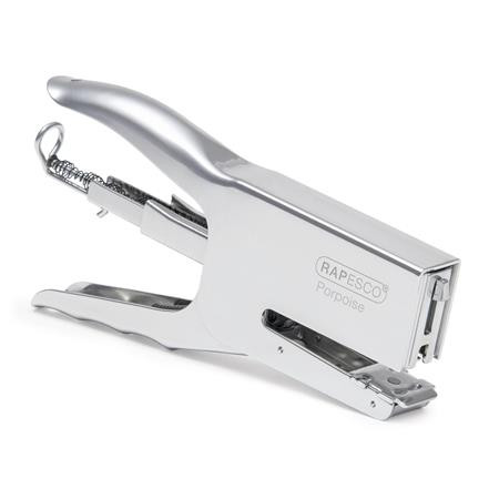 Tűzőgép, kézi, 24/6-8, 26/6-8, 45 lap, fém, RAPESCO "Porpoise", ezüst