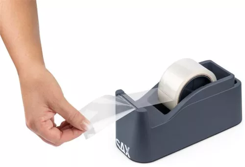 Csomagolószalag adagoló, asztali, csomagolószalaggal, SAX "729", antracit szürke