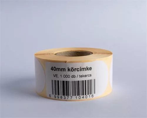 Etikett, vellum, 40 mm kör, 1000 etikett/tekercs, fehér