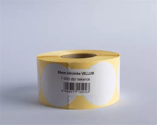 Etikett, vellum, 50 mm kör, 1000 etikett/tekercs, fehér