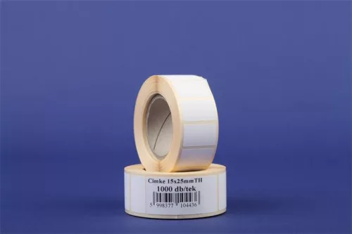 Etikett, thermo, 15x25 mm, 1000 etikett/tekercs, fehér