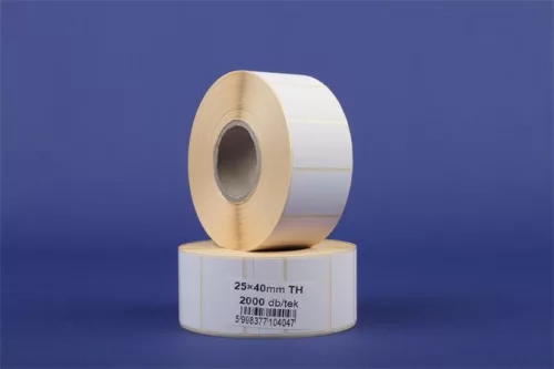 Etikett, thermo, 25x40 mm, 2000 etikett/tekercs, fehér