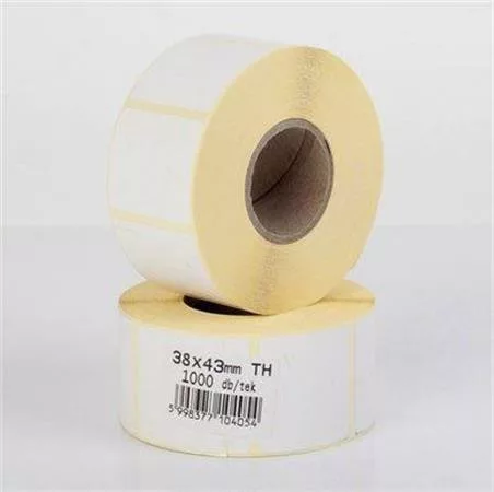 Etikett, thermo, 38x43 mm, 1000 etikett/tekercs, fehér