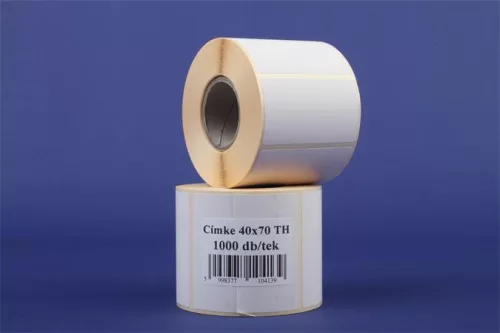 Etikett, thermo, 40x70 mm, 1000 etikett/tekercs, fehér