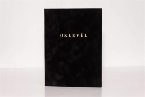 Oklevéltartó, A4, exkluzív, plüss, aranyozva, fekete