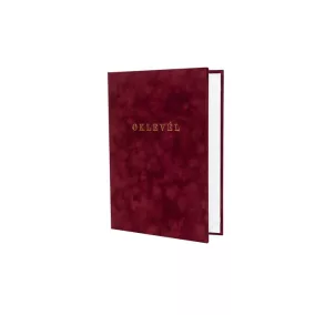 Oklevéltartó, A4, exkluzív, plüss, aranyozva, bordó