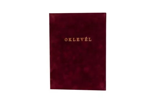 Oklevéltartó, A4, exkluzív, plüss, aranyozva, bordó