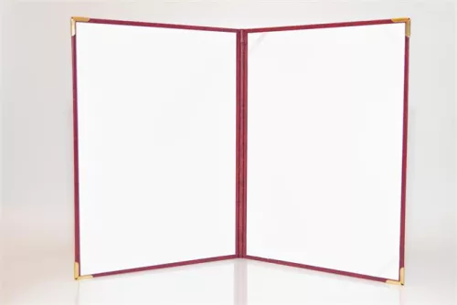 Oklevéltartó, A4, exkluzív, műbőr, 4 fém sarokkal, bordó