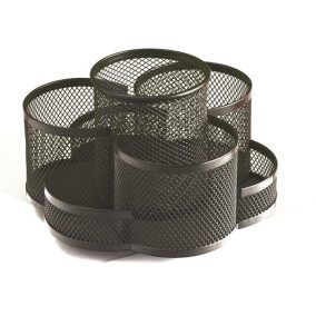 Írószertartó, 7 részes, fémhálós, forgatható, fekete