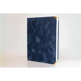 Oklevéltartó, A4, exkluzív, plüss, 4 fém sarokkal, kék