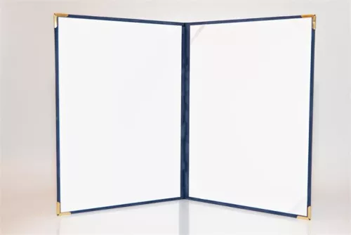 Oklevéltartó, A4, exkluzív, plüss, 4 fém sarokkal, kék