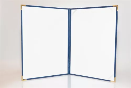 Oklevéltartó, A4, exkluzív, műbőr, 4 fém sarokkal, kék