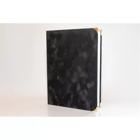   Oklevéltartó, A4, exkluzív, plüss, 4 fém sarokkal, fekete