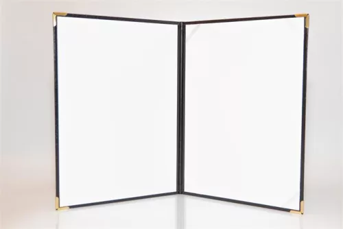 Oklevéltartó, A4, exkluzív, műbőr, 4 fém sarokkal, fekete