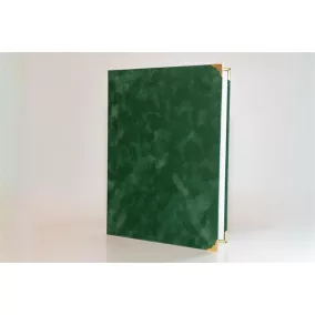   Oklevéltartó, A4, exkluzív, plüss, 4 fém sarokkal, zöld