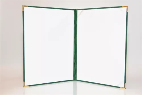 Oklevéltartó, A4, exkluzív, plüss, 4 fém sarokkal, zöld