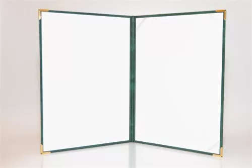 Oklevéltartó, A4, exkluzív, műbőr, 4 fém sarokkal, zöld