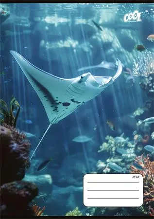 Füzet, tűzött, A5, kockás, 32 lap, COOL BY VICTORIA "Ocean World", "27-32"