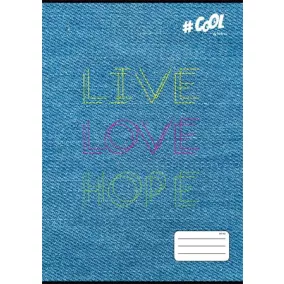   Füzet, tűzött, A4, kockás, 32 lap, COOL BY VICTORIA, "Live-love-hope", "87-32"