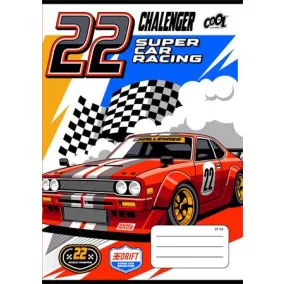   Füzet, tűzött, A5, kockás, 32 lap, COOL BY VICTORIA "Race cars", "27-32"