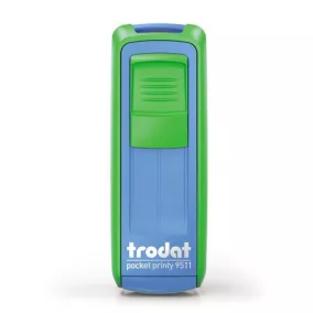   Bélyegző, TRODAT "Pocket Printy 9511", zöld-kék ház, fekete párnával