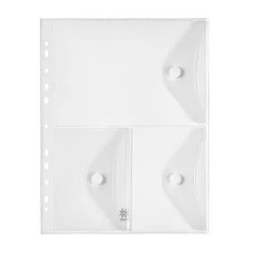   Irattartó tasak, A4, PP, patentos, 3 rekeszes, VIQUEL "Pockets", áttetsző