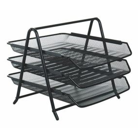 Irattálca, fémhálós, 3 részes, VICTORIA OFFICE, fekete