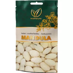 Mandula, 75 g, REAL NATURE, kókuszos-fehércsokoládés