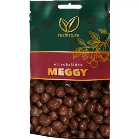 Aszalt meggy, 75 g, REAL NATURE, étcsokoládés
