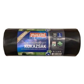   Nagykukazsák, extra erős, 280 l, 5 db, 120x140 cm, 45 µ, MAZZINI "Premium", fekete
