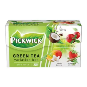   Zöld tea, 20x1,5 g, PICKWICK "Zöld tea Gyümölcsös Variációk", kókusz, vörösáfonya, eper-citromfű, mangó-jázmin
