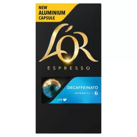   Kávékapszula, Nespresso® kompatibilis, 10 db, koffeinmentes, JACOBS DOUWE EGBERTS "L'OR Decaffeinato"