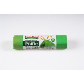   Szemeteszsák, újrahasznosított, húzófüles, 40 l, 15 db, 55x62 cm, 16 µ, MAZZINI, zöld