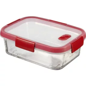   Ételtartó, szögletes, üveg, 0,9 l, CURVER "Smart Cook", piros