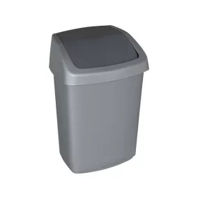   Billenős szemetes, 25 l, CURVER "Swing top", ezüst/grafit