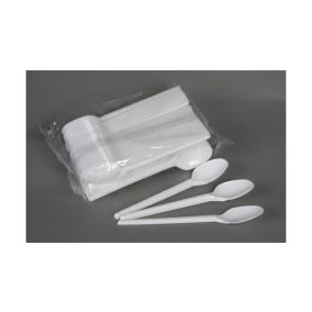   Evőkanál, műanyag, többször használatos, 17 cm, 50 db "Prima", fehér