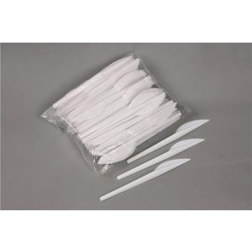   Kés, műanyag, többször használatos, 17 cm, 40 db "Prima", fehér