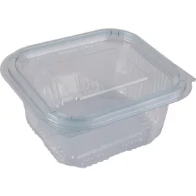  Ételtároló doboz, egybefedeles, műanyag, szögletes, 375 ml, 100 db, "Party", víztiszta
