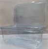 Ételtároló doboz, egybefedeles, újrahasznosított műanyag, szögletes, 750 ml, 100 db, "Party", víztiszta
