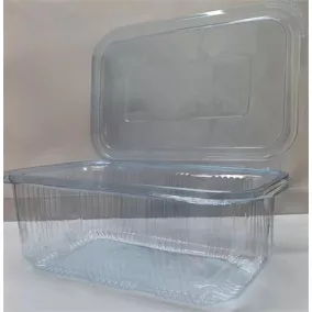   Ételtároló doboz, egybefedeles, újrahasznosított műanyag, szögletes, 750 ml, 100 db, "Party", víztiszta