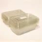   Ételtároló doboz, egybefedeles, újrahasznosított műanyag, szögletes, 750 ml, 100 db, "Party", víztiszta