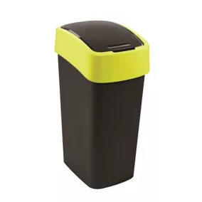   Billenős szemetes, 45 liter, CURVER "Pacific flip bin", fekete/sárga