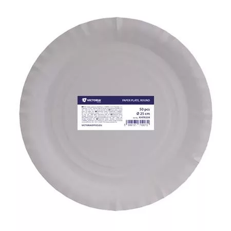 Papírtányér, kerek, 25 cm átmérő, VICTORIA FACILITY