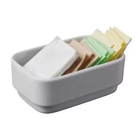   Cukor és teafilter tartó, négyszögletes, fehér, 11x7,5cm, "CoffeeTime"