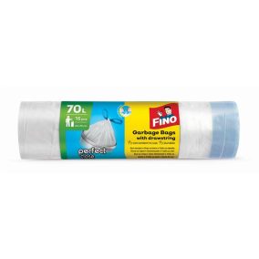   Szemeteszsák, önzáró szalagos, 70 l, 15 db, 64x70 cm, 14 µ, FINO "Perfect Close", fehér