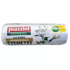   Szemeteszsák, köthető füles, illatosított, 35 l, 20 db, 49x60 cm, 10 µ, MAZZINI, virág illat