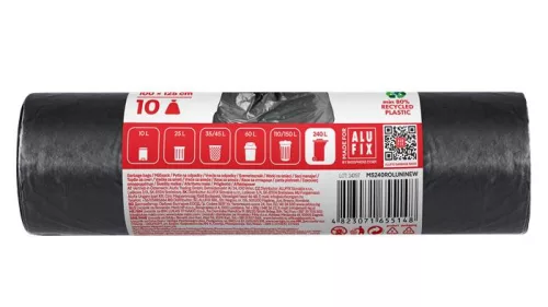 Szemeteszsák, 240 l, 10 db, 100x125 cm, 40 µ, ALUFIX, fekete