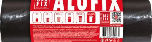 Szemeteszsák, 280 l, 5 db, 115x135 cm, 60 µ, ALUFIX, fekete