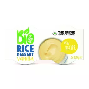 Növényi desszert, bio, 2x130 g, THE BRIDGE, rizs, vanília